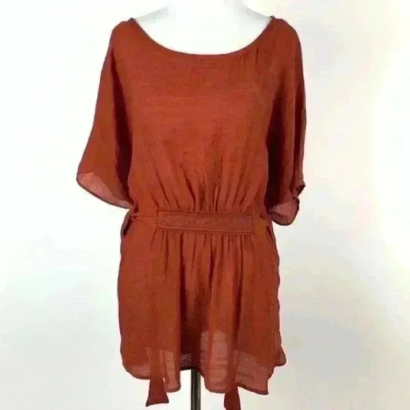 Forever 21 top sz L burnt orange lightweight boho - Picture 1 of 8